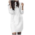 thumbnail image 2 of Robe à Manches Longues pour Femmes Décontractée Tricotée Unie Amincissante Col Montant Robe Chandail Manches Longues pour Femmes, 2 of 9