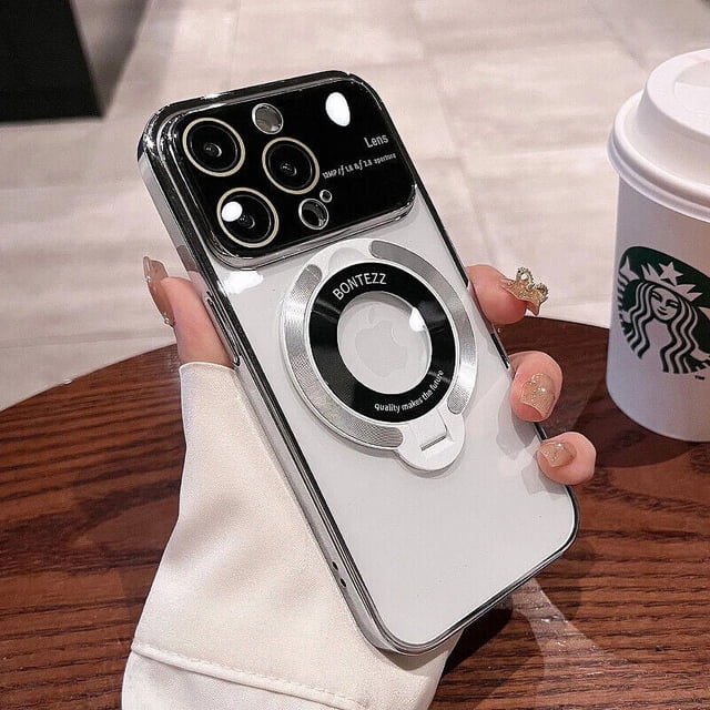 SuperShield Phone Case for iPhone 15 Plus Coridbrief Large Window Phone Case Leak Label Magnetic Bracket for iPhone 15 Plus MagSafe Satad Case - Silver