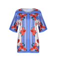 thumbnail image 2 of T-shirt à Manches Courtes à Imprimé Floral pour Femmes, 2 of 6