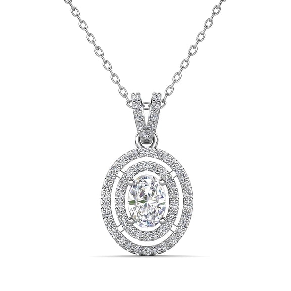 Cate & Chloe Zelda 18k White Gold Plated Pendant Necklace with Simulated Diamond Crystals for Women