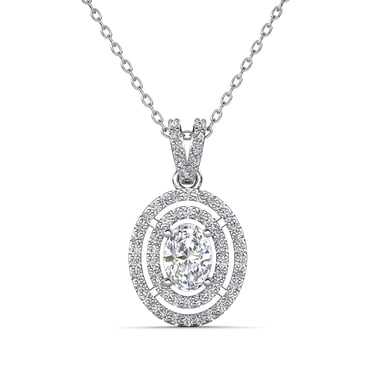 Cate & Chloe Zelda Collier Pendentif Plaqué Or Blanc 18k avec Cristaux Diamant Simulés pour Femmes