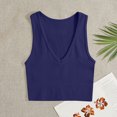thumbnail image 2 of AherBiu Camisole Tops for Women Summer V Neck Low Cut Ribbed Knitted Slim Fitting Stretchy Solid Color Cropped Tank Tops, 2 of 3
