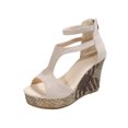 thumbnail image 1 of Casual Wedge Sandals for Women Back Zipper Open Toe Solid Color Plus Size Outdoor Shoes 1 Pair, 1 of 9