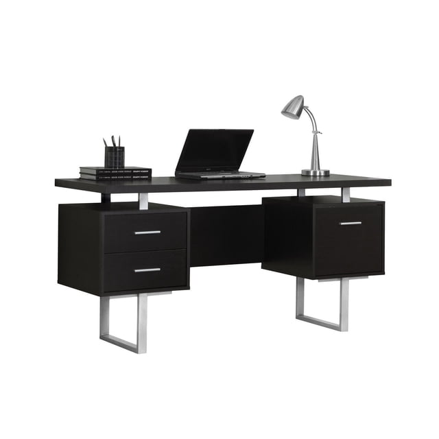 Monarch Specialties Computer Desk, Home Office, Laptop, Left, Right Set-up, Storage Drawers, 60"l, Work, Metal, Laminate, Brown, Grey, Contemporary, Modern