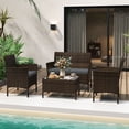 thumbnail image 1 of Gymax 4PCS Patio Rattan Conversation Furniture Set Outdoor w/ Grey Cushion, 1 of 9