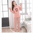 thumbnail image 1 of Ensemble de Sommeil pour Femmes à Manches Longues de Printemps et d'Automne, Hauts à Col Rond et Pantalons, Ensembles de Pyjamas, Grande Taille, Tenue d'Intérieur, 1 of 9