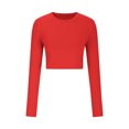 thumbnail image 3 of Yuyuzo Hauts de Sortie pour Femmes Chandails à Manches Longues Col Rond Crop Top Décontracté Ajusté T-Shirts Basiques, 3 of 5