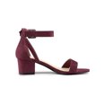 thumbnail image 3 of BLISSFUL STEP Women's Ankle Buckle Strap Chunky Heel Sandal Shoes Burgundy 9.5, 3 of 8