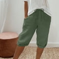 thumbnail image 2 of Dealovy Cotton Linen Shorts for Women High Waisted Drawstring Lightweight Knee Length Shorts with Pockets, 2 of 5