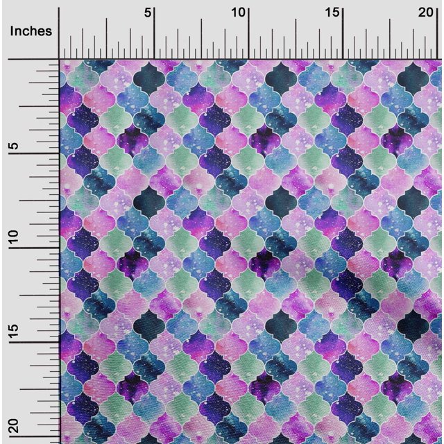oneOone Tissu Jersey Viscose Texturé Imprimé Géométrique Marocain BTY 60 Pouces de Large