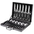 thumbnail image 1 of 24 Piece Flatware Set Stainless Steel Cutlery with Knife Fork Spoon Teaspoon Dinnerware Cutlery Set with Gift Box, 1 of 9