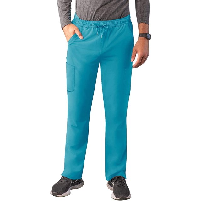 Adar Addition Scrubs for Men - Slim Leg Cargo Drawstring Scrub Pants - A6106 - Teal Blue - L