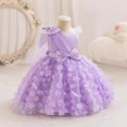 thumbnail image 2 of Robe pour Fillette Robe de Princesse pour Fillette Robe de Fête Premier Anniversaire avec Broderie de Fleurs 3D Robe Ado Fille Violet 9 Ans-10 Ans, 2 of 7