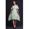 thumbnail image 2 of Bimba Robe Droite à Épaules Dénudées Style Chic Imprimé Oiseau Vert pour Femmes Tunique d'Été - X-Small, 2 of 6