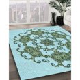 thumbnail image 3 of Ahgly Company Tapis de Zone Rond Vert Transitionnel pour Intérieur Lavable à la Machine, 6 Pieds Rond, 3 of 7