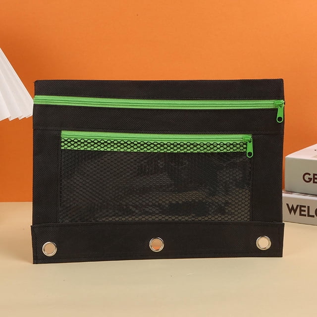 Apmemiss School Supplies Clearance Three Hole Cloth Pencil Case Double Layer Mesh Large Capacity Zipper