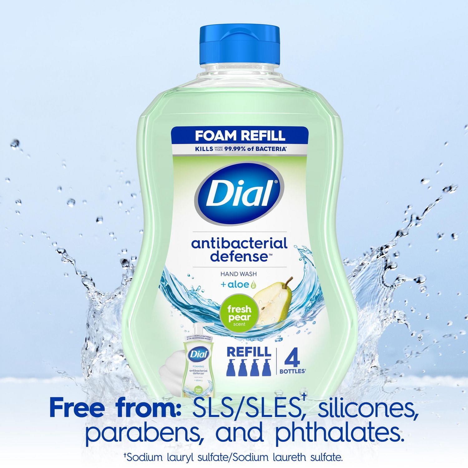 Dial Antibacterial Foaming Hand Wash, Fresh Pear Scent, 221ml, Dermatologist Tested, pH Balanced, Free from Silicones, Parabens, Phthalates, SLES/SLS