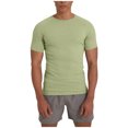 thumbnail image 1 of cfhntfmh Men's Muscle T Shirts Ribbed Knit Stretch Short Sleeve Round Neck Workout Tees Solid Color Slim Fit Knit Shirts, 1 of 7