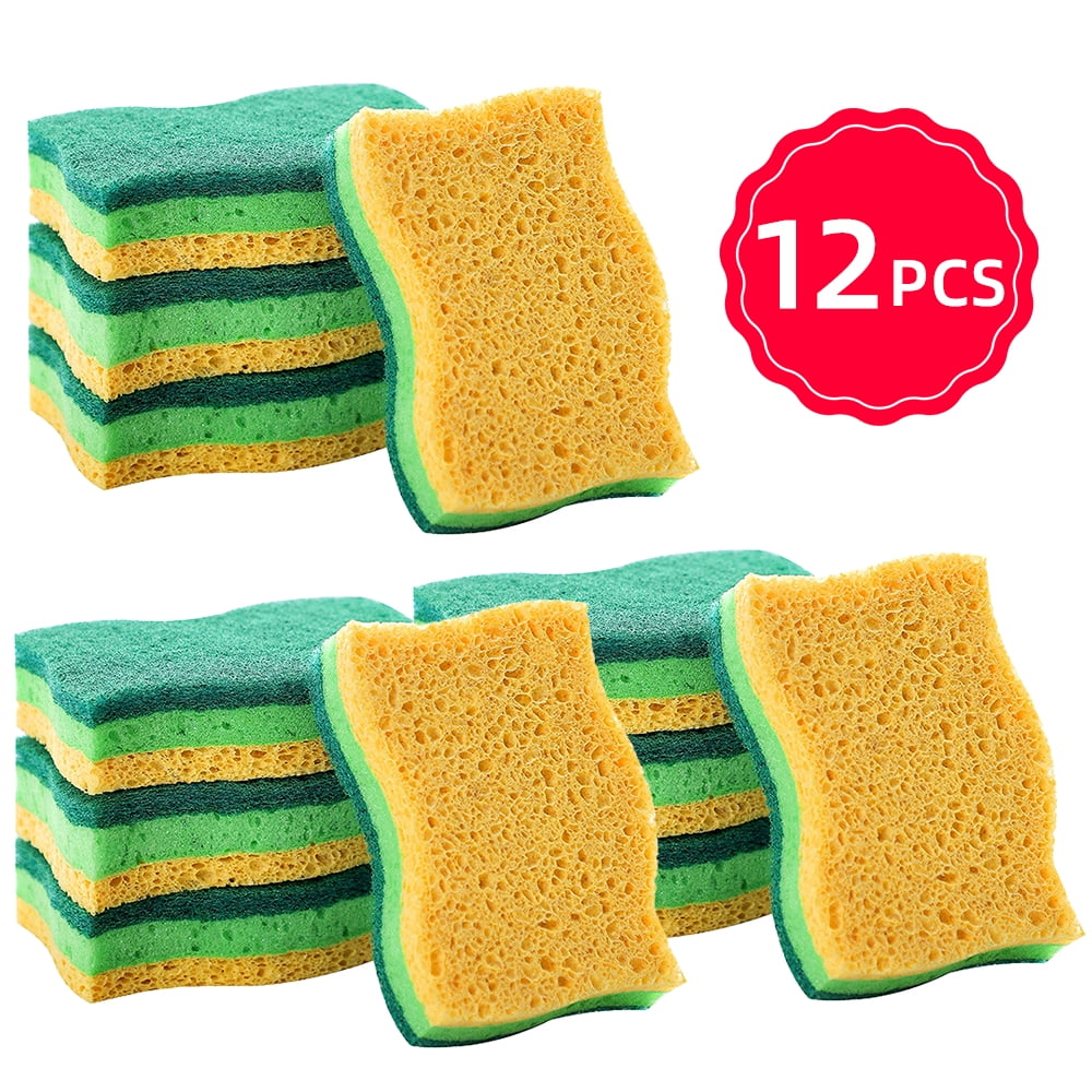 12PC Dishwashing Wipes Household S Sponge Cleaning Wipe Natural Wood Pulp Cotton Foam Rich Water Absorption Suitable for Kitchen Cleaning