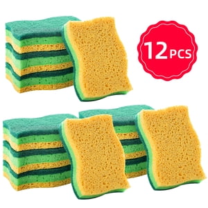 Amdohai 12PC Lave-vaisselle Wipes Ménage S Nettoyage d'éponges Wipe Bois naturel Pâte de coton Mousse riche Absorption d'eau Convient pour le nettoyage de cuisine