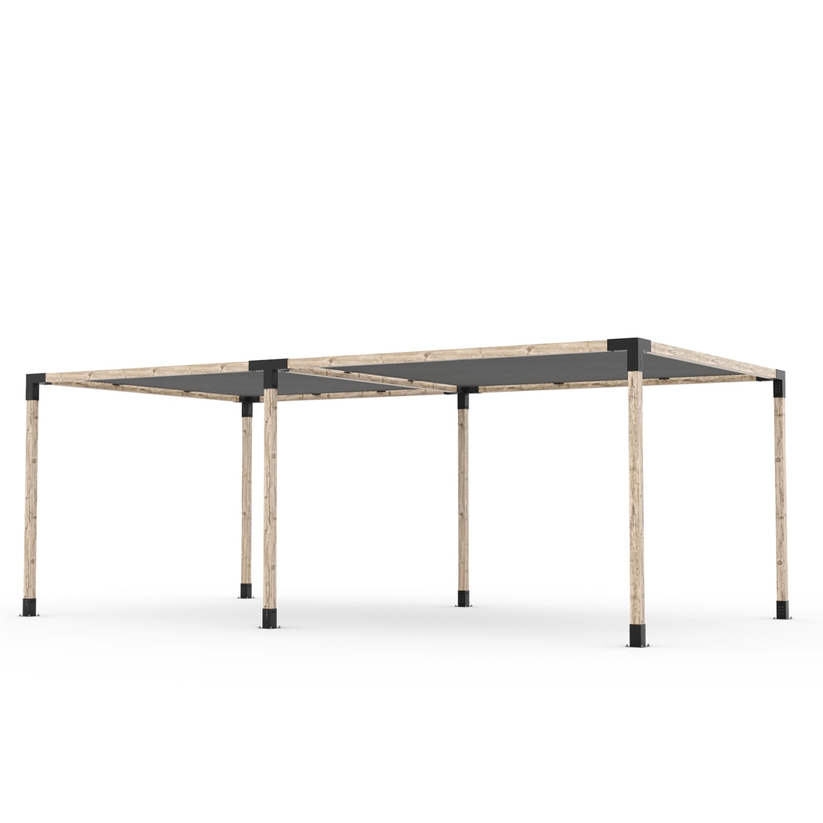 Toja 8' X 24' Double Pergola Kit With 2 Shade Sails For 4X4 Wood Posts