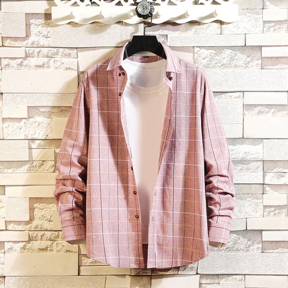 Mens Button Down Shirt Dress Shirt for Men Man Long Sleeve Shirts Hiking Shirts Men Long Sleeve Shirt for Men, Red, XL