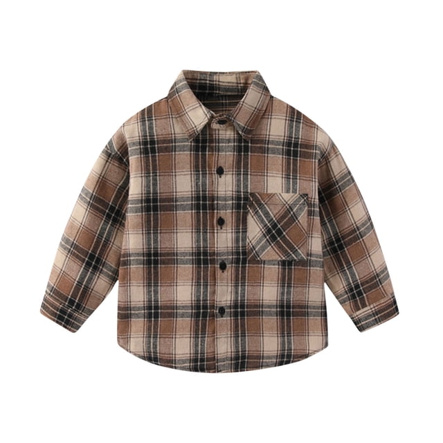 Tranfacy Chemises à Carreaux à Boutons pour Enfants à Manches Longues Col Rabattu Manteau d'Automne et Couche de Base