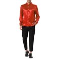 thumbnail image 2 of INSPIRE CHIC Men's Satin V Neck Long Sleeve Button Down Slim Fit Dress Shirts S Red, 2 of 6