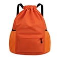 thumbnail image 1 of HHBEAUTY Orange Drawstring Gym Bag for Men, Waterproof Drawstring Backpack for Women, Swim Bag with Shoes Compartment, Pull String Sport Bag for Soccer and Basketball, 1 of 7