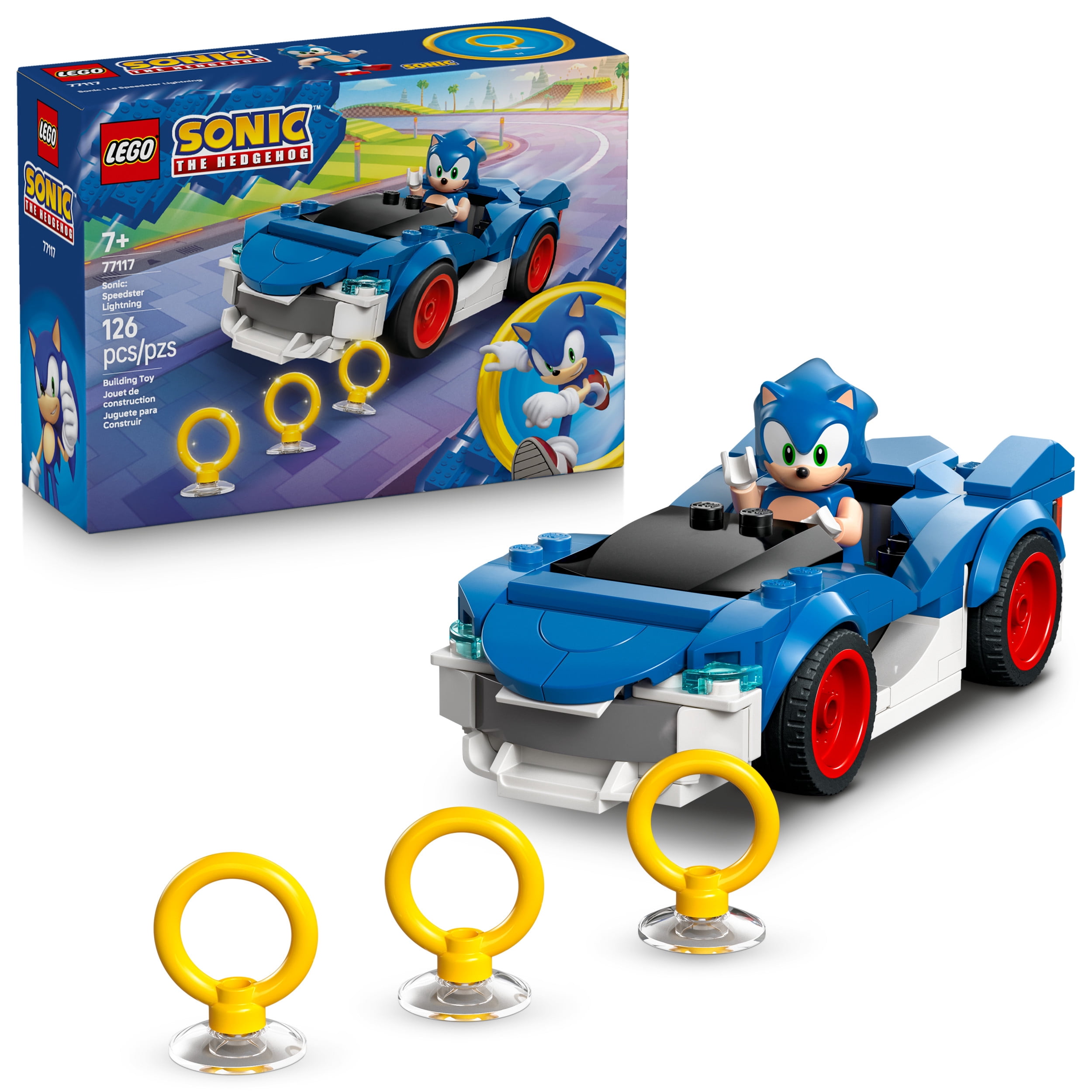LEGO Sonic the Hedgehog Sonic: Speedster Lightning Race Car Toy for Boys & Girls - Toy Building Set W/Sonic Minifigure for Kids & Gamers, Ages 7+ - Gift Idea for Birthdays - 77117