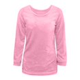 thumbnail image 4 of Femmes Chandails Solide Ample Coupe Chemisier Lghitweight Confortable Tops Automne Hiver Manches Longues Décontracté Col Rond Pull Tops Tops Noir S, 4 of 5