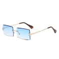 thumbnail image 1 of Milaget Chic Rectangle Cut Rimless Sunglasses Tinted Lens Eyeglasses Eyewear Shades Blue, 1 of 7
