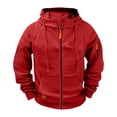 thumbnail image 2 of Men's Solid Color Cargo Hooded Jacket with Multiple Pockets, Raglan Long Sleeve, Breathable Nylon Spandex for Sports Training and Casual Outdoor Wear, 2 of 5