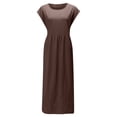 thumbnail image 4 of TopLLC Robes d'Été pour Femmes, Robe Maxi pour Femmes, Coton Col Rond Uni Sans Manches Col Rond Rétro Grande Taille Robes d'Été, Robes d'Été pour Femmes, 4 of 6