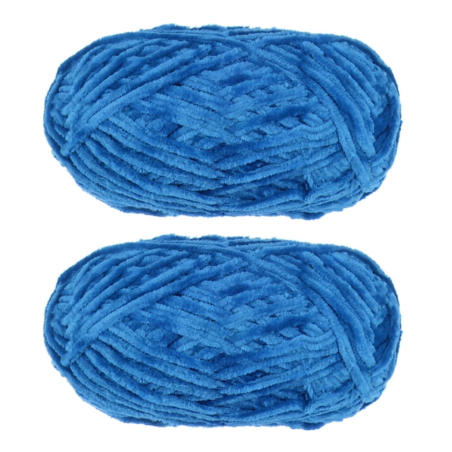 Unique Bargains 2 Écheveaux Fil de Velours Fil Chenille Couleur Saphir, Fait de 100 % polyester. Chaque Écheveau Mesure 87,49 Verges, avec une Longueur Totale de 174,98 Verges et une Largeur de 0,24 Pouce. le Fil Est Doux, Duveteux et Épais, Idéal pour Fabriquer des Couvertures, Foulards, Tuques, Coussins, Chandails, Pantoufles et Jouets. le Fil Bleu Saphir a une texture Veloutée et Conserve Sa Forme et Sa Couleur après Lavage.