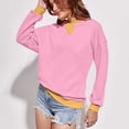 thumbnail image 4 of Pisexur Chandails en Molleton pour Femmes Mode Couleur Unie Manches Longues pour Femmes Décontracté Ample Col Rond Chandails en Molleton Confort Surdimensionné pour Femmes Chemises d'Automne Chandails à Capuchon Chandail Tops, 4 of 7