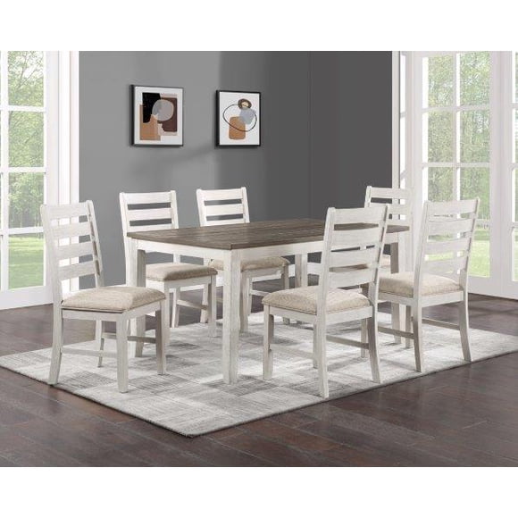 Ensemble de salle à manger d'intérieur contemporain 7 pièces K Living Melbourne, marron et blanc, avec 1 table et 6 chaises
