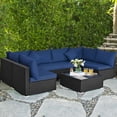 thumbnail image 3 of Gymax 7PCS Rattan Patio Conversation Set Sectional Furniture Set w/ Navy Cushion, 3 of 10