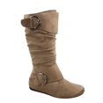 thumbnail image 1 of Bottes Mi-Mollet à Bout Rond pour Femmes Zone 70, Confort, Fermeture Éclair, Boucle, Style Plissé Décontracté, Talon Plat ( Taupe, 10), 1 of 2