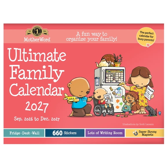 2027 Calendrier mural/de bureau familial Motherword Ultimate, grand format, anglais