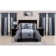 thumbnail image 1 of Chezmoi Collection Vienna Ensemble de Literie Brodé Floral Gris Bleu 7 Pcs, Taille Grand, 1 of 6