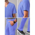thumbnail image 4 of Adar Addition Go-Basic Scrub Set for Men - Classic V-Neck Scrub Top & Cargo Scrub Pants - A9300 - Ceil Blue - 3X, 4 of 7