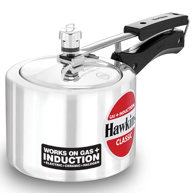 Classic Aluminium Pressure Cooker 2 Liters | Tall Design, Induction Inner Lid Cooker, Pan Cooker, Best Cooker, Silver (ICL2T)