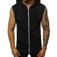 thumbnail image 1 of Men's Solid Color Sleeveless Zip-Up Hooded With Pockets Sleeveless Top(Black,L), 1 of 6
