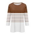 thumbnail image 4 of Débardeurs Tuniques pour Femmes Manches 3/4 Hauts pour Femmes Col Ras du Cou Décontractés Tendance Chandails à Enfiler Blouses Mode d'Automne T-Shirts Rayés Tuniques Basiques S-9 Brun TTG, 4 of 5