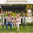 thumbnail image 4 of Gymax 3-Seat Outdoor Patio Swing Chair w/  ArmrestsAdjustable Tilt Canopy & Stand Black, 4 of 10