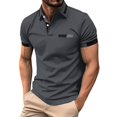 thumbnail image 1 of ylioge Mens Golf Tees Short Sleeve Button Collared T Shirts Casual Color-Block Loose Comfort Pullover Relaxed Office Work Tshirts Tops, 1 of 5