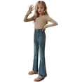 thumbnail image 4 of Girls Casual Denim Pants High Waisted Wide Leg Jeans With Pocket, 4 of 6