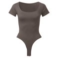 thumbnail image 5 of Kcodviy Combinaison à Encolure Carrée Côtelée pour Femmes, Encolure Carrée, Manches Courtes, Sortie de Plage pour Femmes, Justaucorps, Vêtements de Yoga, 5 of 5