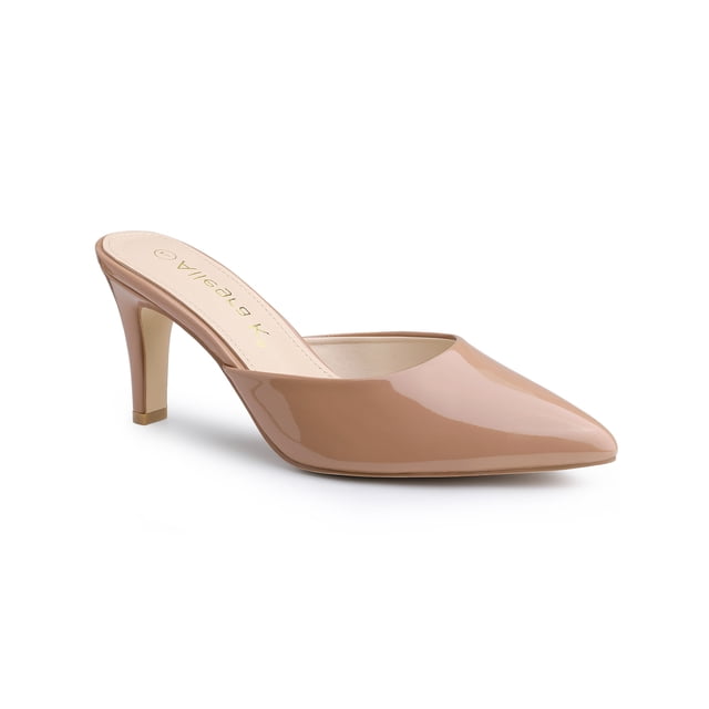 BLISSFUL STEP Mules à Talons Aiguilles à Bout Pointu pour Femmes Nude 8